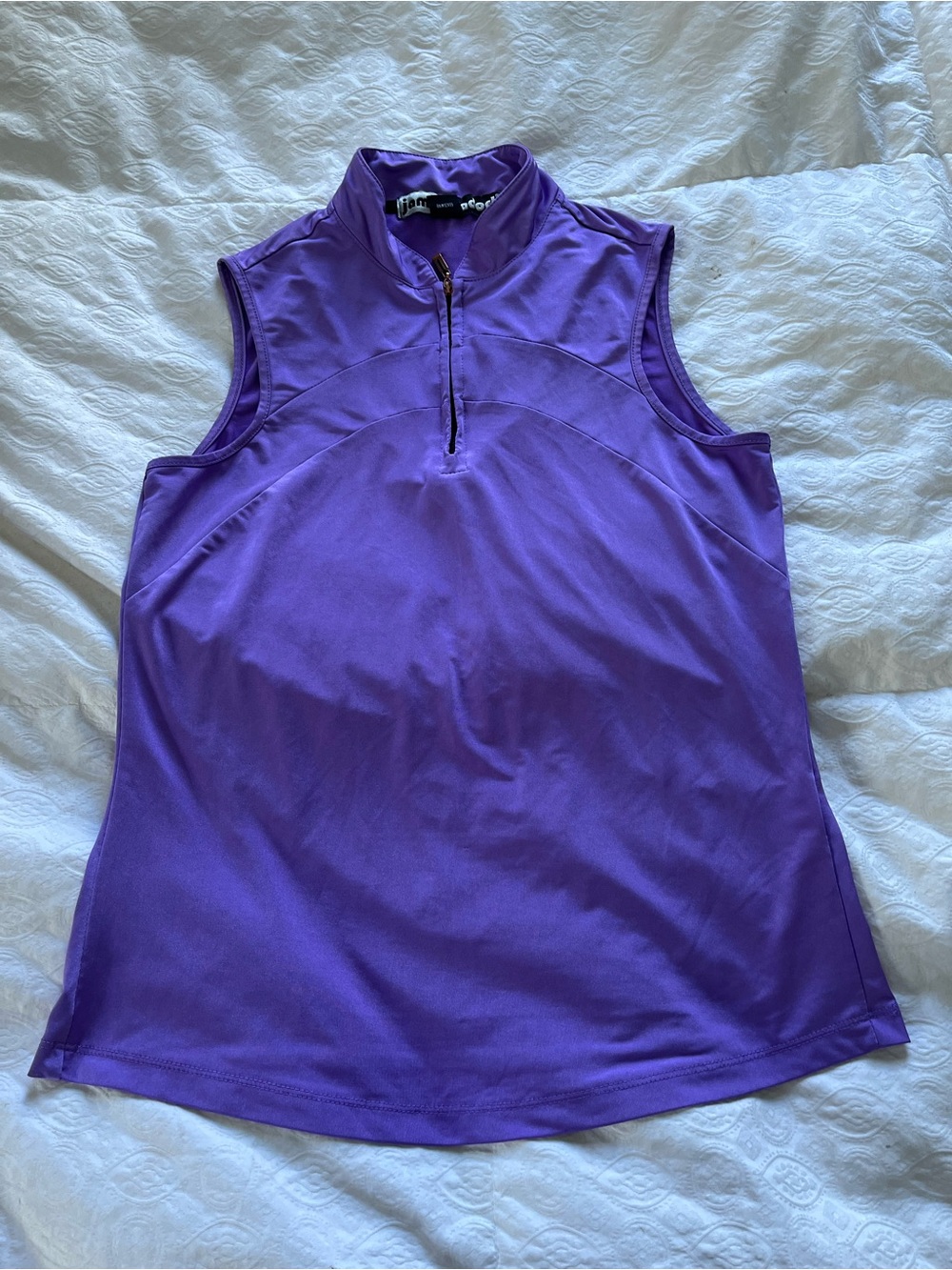 jamie sadock Purple Sleeveless Zip Mock Golf Polo